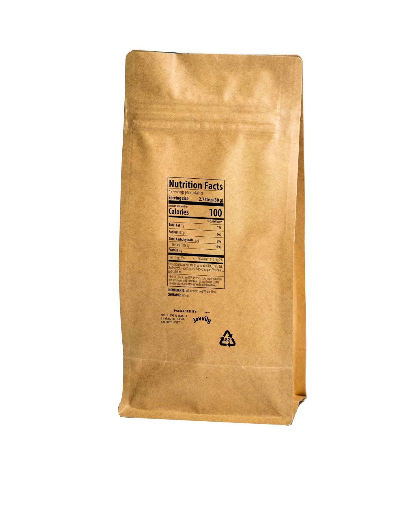 Jovvily Whole Wheat Flour - 3 lb - Always Pure - Vegan - Single Ingredient