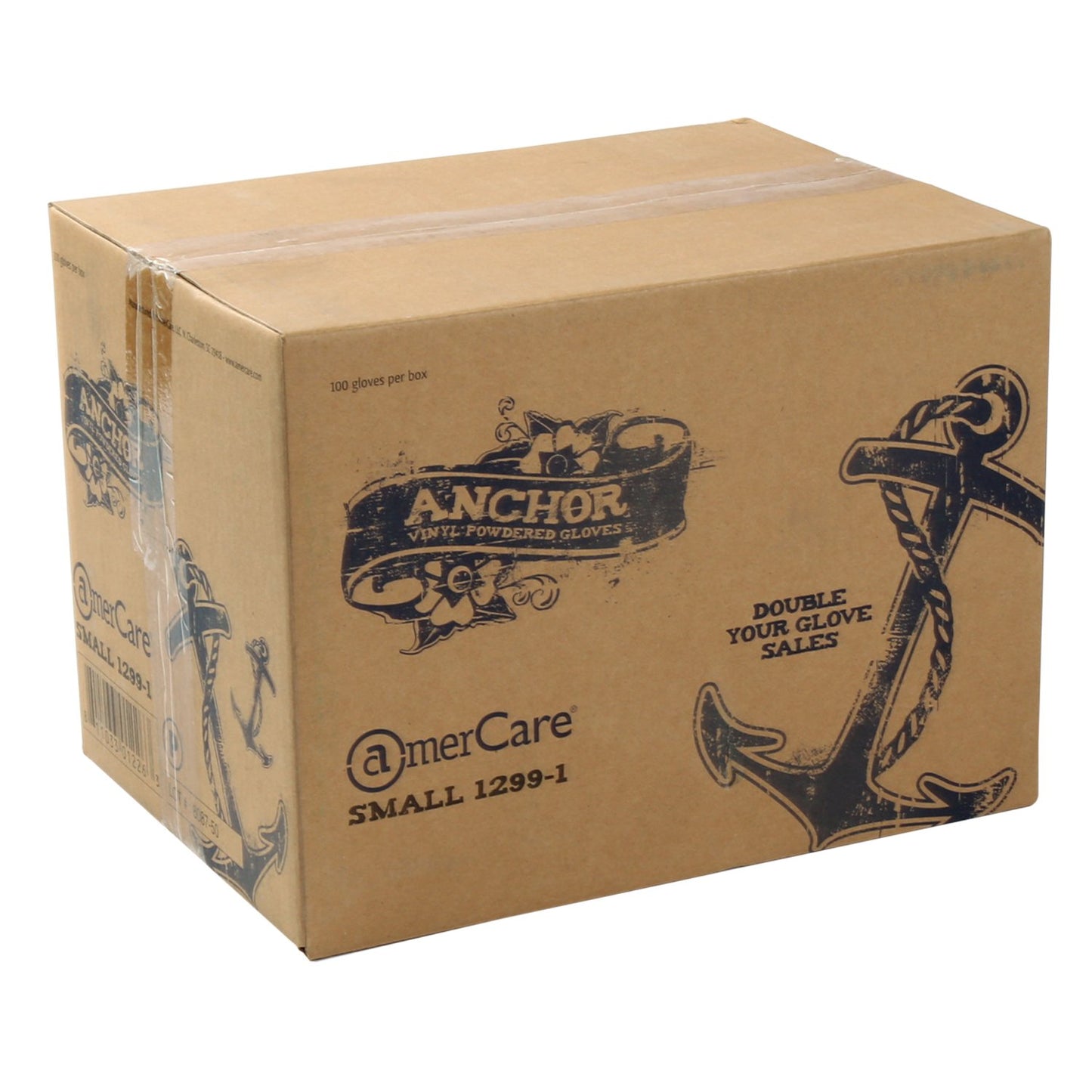 AmerCare 12994-C Anchor Lightly Powdered Vinyl Gloves, Extra Large (Pack of 1000)