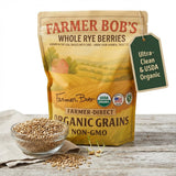 Farmer Bob's Whole Rye Berries 5lb Bag - USDA Organic, Grown in USA, Glyphosate-Free - Ideal for Bread Baking, Bulk Grain, Rich Flavor - Direct from Farm - High-Fiber, Nutrient-Packed, Versatile for Creative Cooking