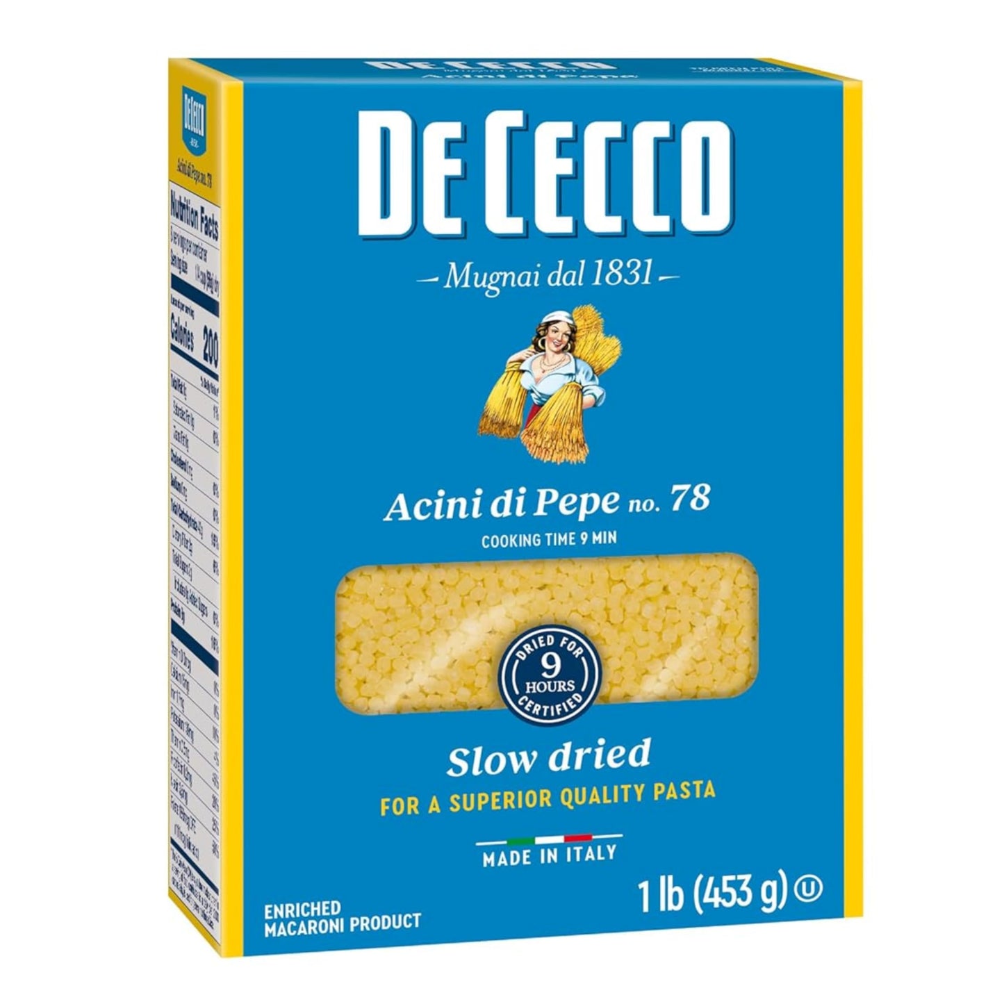 De Cecco Acini Di Pepe No. 78 Pasta, 16 Oz, Authentic, Slow Dried, Made with Semolina and Durum Wheat, Versatile Pasta for Sauces & Recipes, Made in