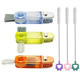 3Pcs 4-in-1 Bottle Cleaning Brush Set, Cup Lid Cleaner and 3pcs Tube Brush Kit, Home Kitchen Crevice Cleaning Tools Straw Cleaning Brush for Sippy
