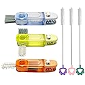 3Pcs 4-in-1 Bottle Cleaning Brush Set, Cup Lid Cleaner and 3pcs Tube Brush Kit, Home Kitchen Crevice Cleaning Tools Straw Cleaning Brush for Sippy