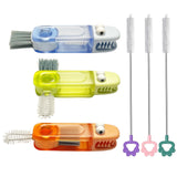 3Pcs 4-in-1 Bottle Cleaning Brush Set, Cup Lid Cleaner and 3pcs Tube Brush Kit, Home Kitchen Crevice Cleaning Tools Straw Cleaning Brush for Sippy