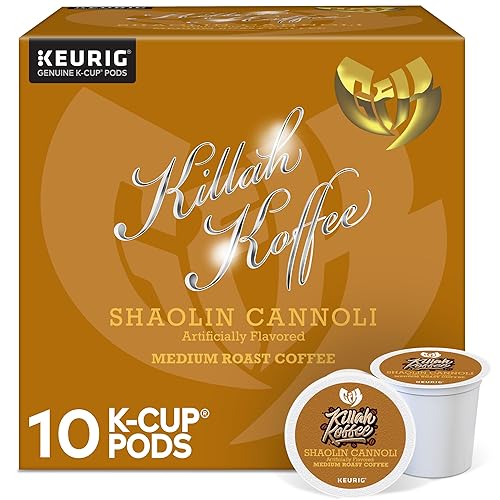 Killah Koffee Shaolin Cannoli, Keurig Single-Serve K-Cup Pods, Flavored Coffee, 10 Count