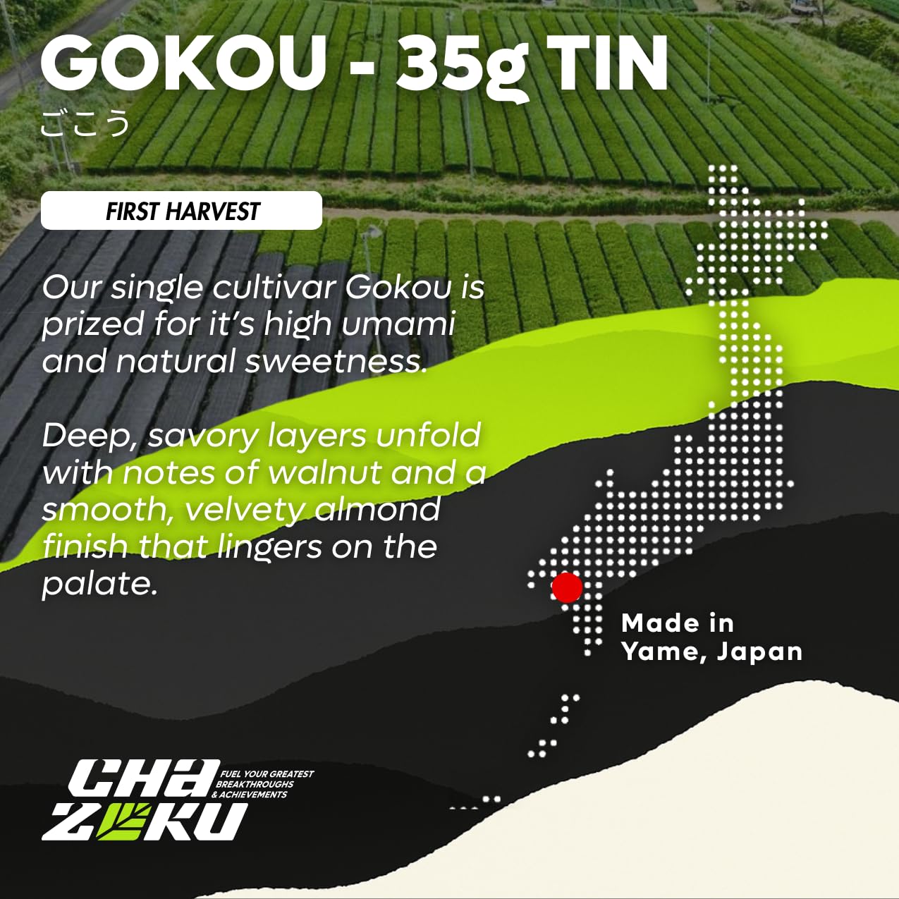 Chazoku Gokou (35g Tin) - Matcha Green Tea Powder - Single Cultivar - Ceremonial Grade, First Harvest - Traditional Japanese Matcha - Stone Milled
