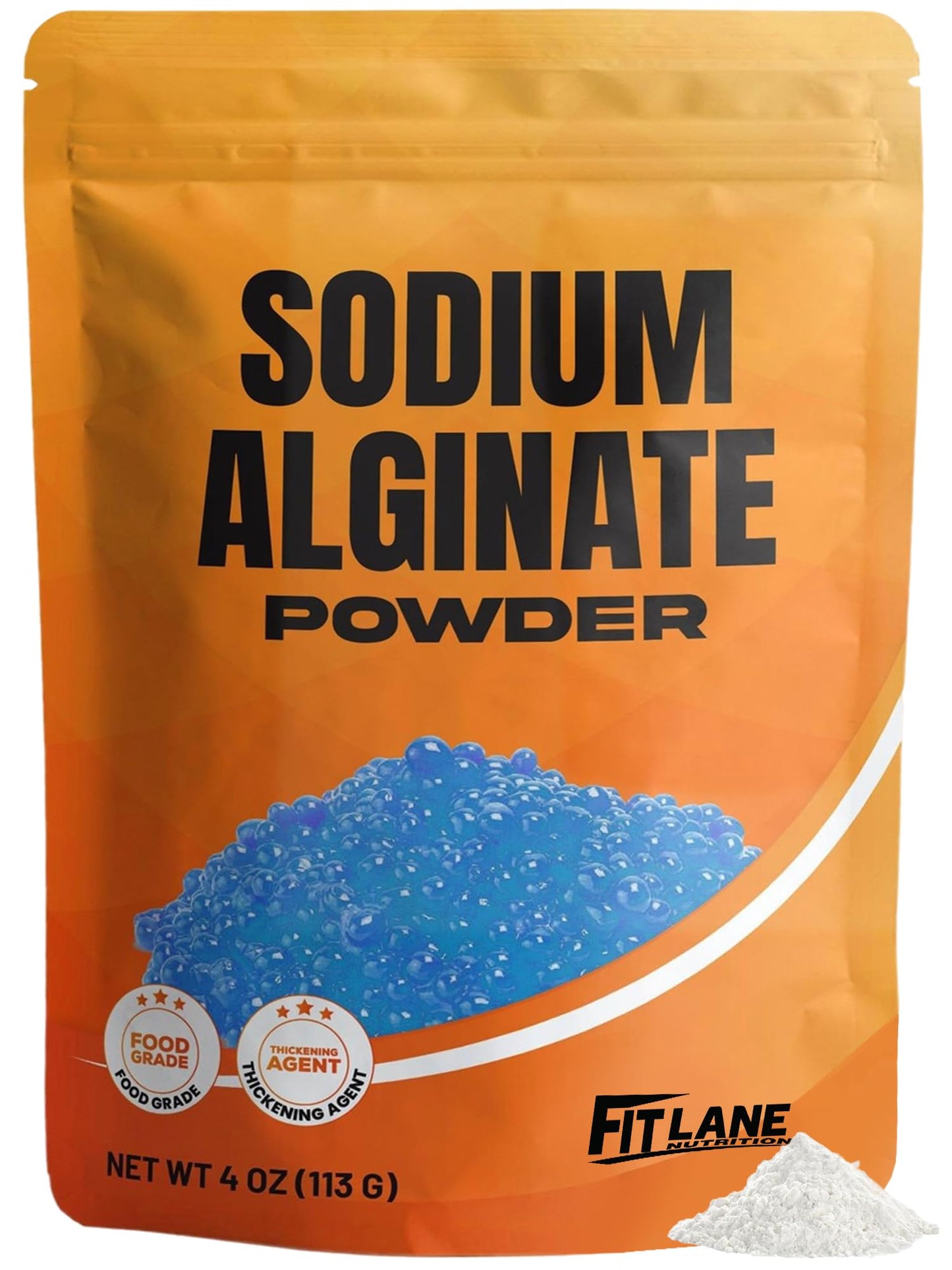 Sodium Alginate Powder 4 oz, Pure Food Grade Bulk Ingredient for Thickening, Premium Molecular Gastronomy Component - Non-GMO and Vegan - By Fit Lane