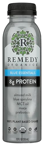 Remedy Organics Blue Essentials 12 Fl Oz | Plant Based Protein Shakes, Ready to Drink | USDA Organic, Gluten Free, Dairy Free, Soy Free