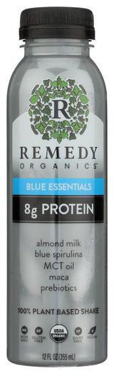 Remedy Organics Blue Essentials 12 Fl Oz | Plant Based Protein Shakes, Ready to Drink | USDA Organic, Gluten Free, Dairy Free, Soy Free