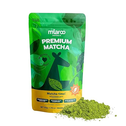 Miaroo Japanese Ceremonial Grade Matcha Green Tea Powder - Coffee Replacement for Energy, Calm Focus & No Jitters or Crash | Perfect for Lattes