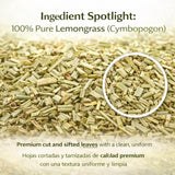 Lemongrass Herbal Tea - 4 oz (113g) - Dried Citronella Leaves - Cut & Sifted Loose Leaf - Caffeine-Free - Natural, Non-GMO - Culinary & Tea Use - Té