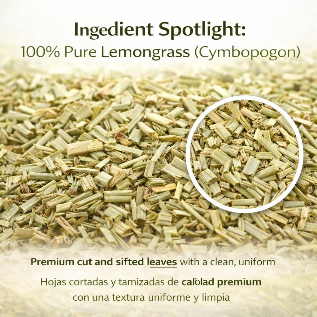 Lemongrass Herbal Tea - 4 oz (113g) - Dried Citronella Leaves - Cut & Sifted Loose Leaf - Caffeine-Free - Natural, Non-GMO - Culinary & Tea Use - Té