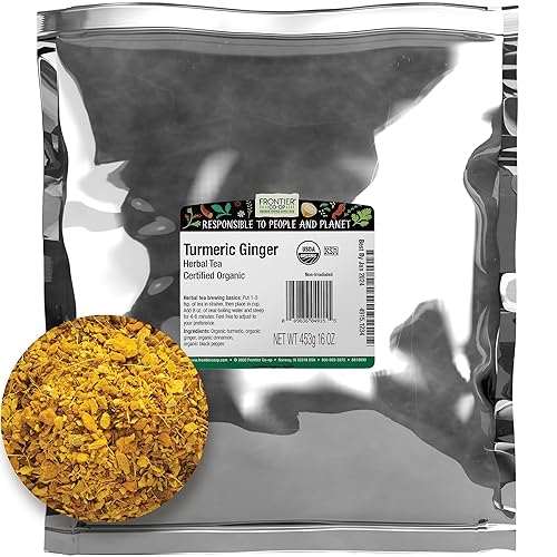 Frontier Co-op Organic Turmeric Ginger Blend, 1lb Bulk Bag - Warming Tea Blend for Turmeric Ginger Tea, Smoothies, Cooking and Health Remedies, Kosher
