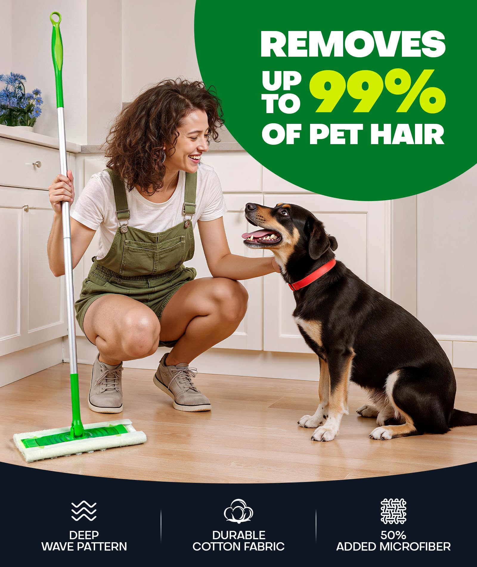 60 Count Heavy Duty Dry Sweeping Cloths Refills for Swiffer Sweeper Mop, Deep Clean Sweeper Pet Mop Pads for Multi Surface Floor Mopping & Cleaning