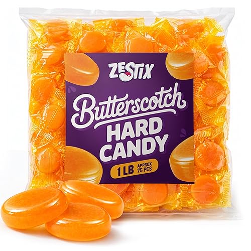 Butterscotch Hard Candy Bulk 1 Lb. Bag Individually Wrapped - Classic Old-Fashioned Candy for Party Favors Office Treats & Everyday Snacking Approx