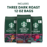 Starbucks Whole Coffee Beans, Dark Roast Hot or Iced Coffee, Variety Pack, Three 12 oz Bags