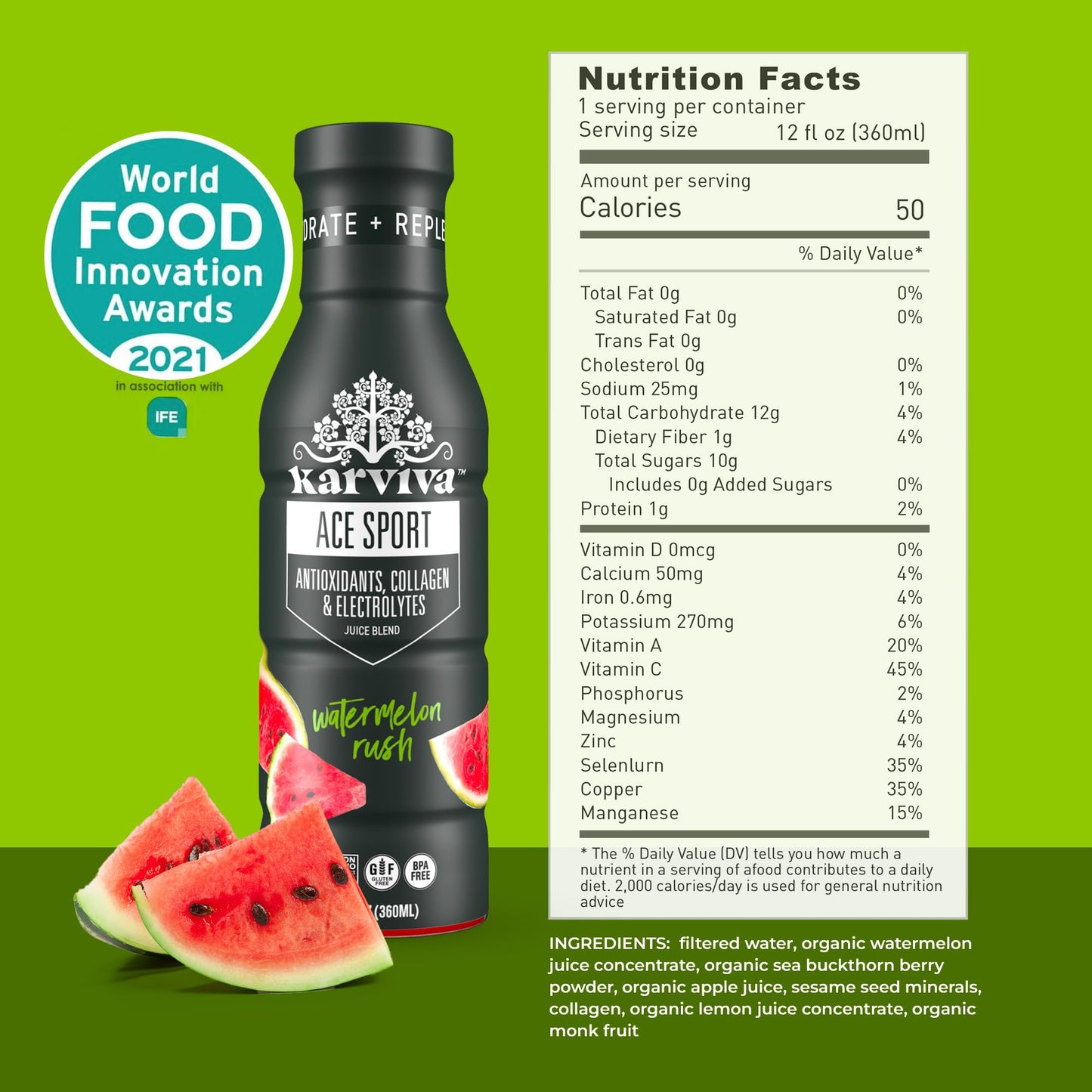 Karviva ACE Collagen Sport Juice Variety Pack - Inspired by Traditional Eastern Remedies for Healthy Joints, Skin & Hair. Collagen Hydration Drinks