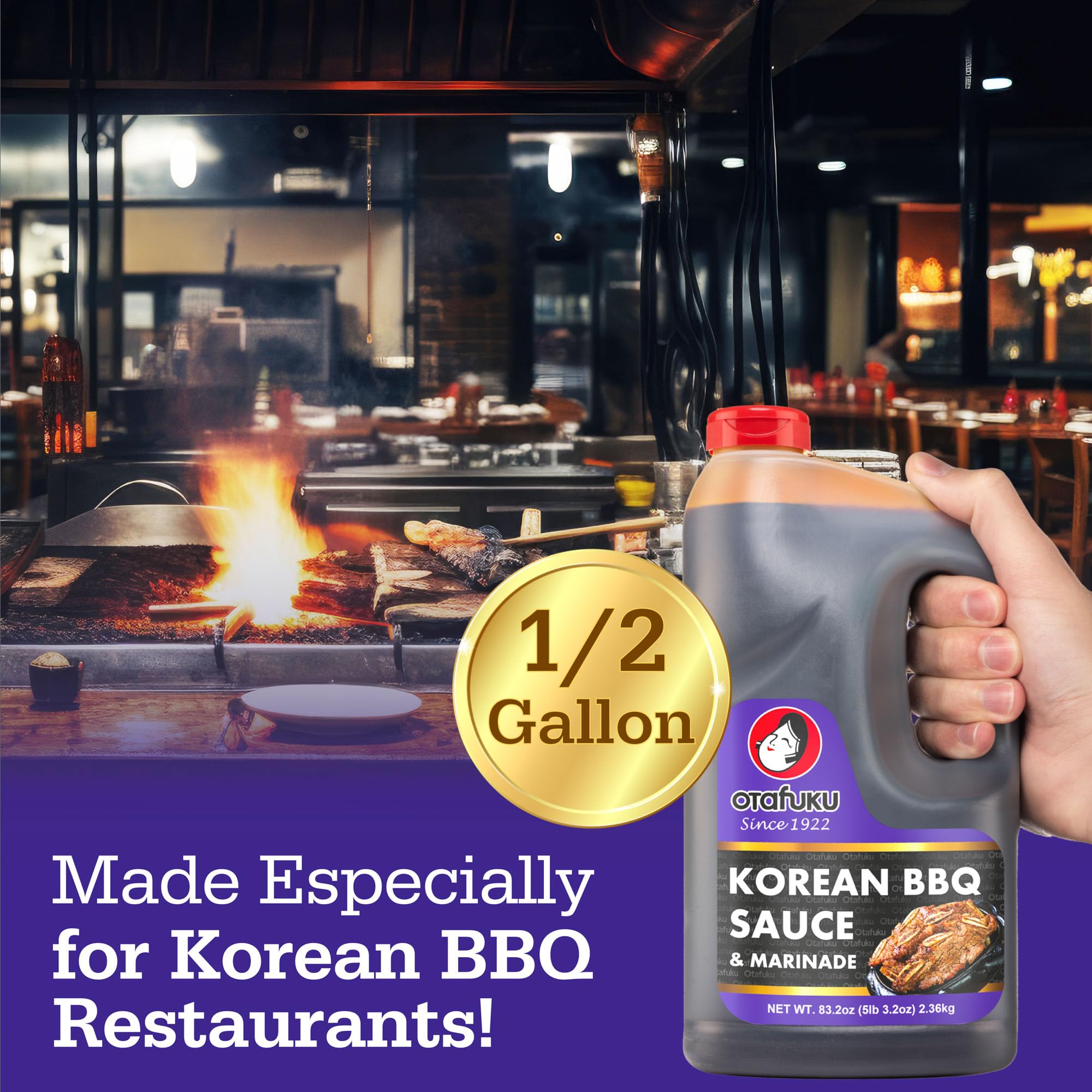 Otafuku Korean BBQ Bulgogi Sauce Marinade, Restaurant Bulk Size - 83.2 Ounces (1/2 Gallon)- Pack of 1