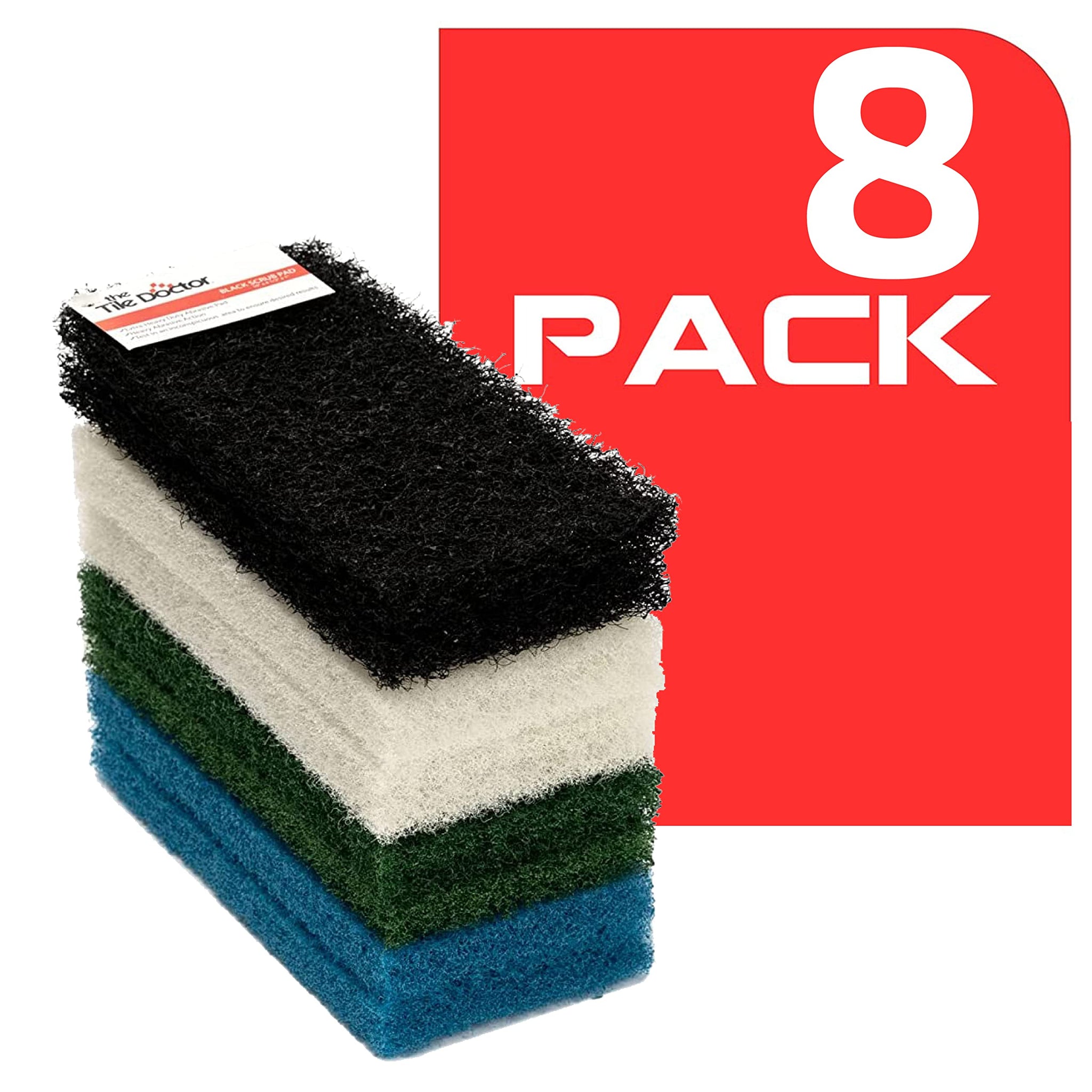 The Tile Doctor Multipurpose Scrub Pad Set - Ideal for Bathroom, Kitchen & Floor Cleaning - Non-Scratch Dish Sponge & Shower Scrubber - Perfect