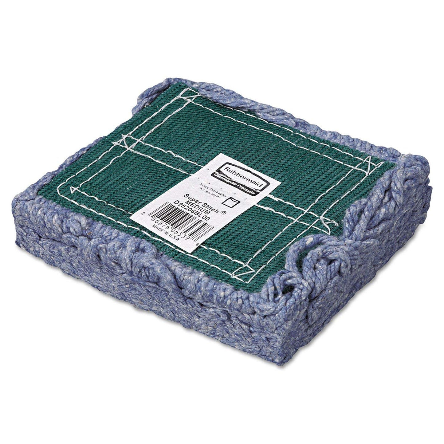 Rubbermaid Commercial D252BLU Super Stitch Blend Mop Head, Medium, Cotton/Synthetic, Blue, 6/Carton