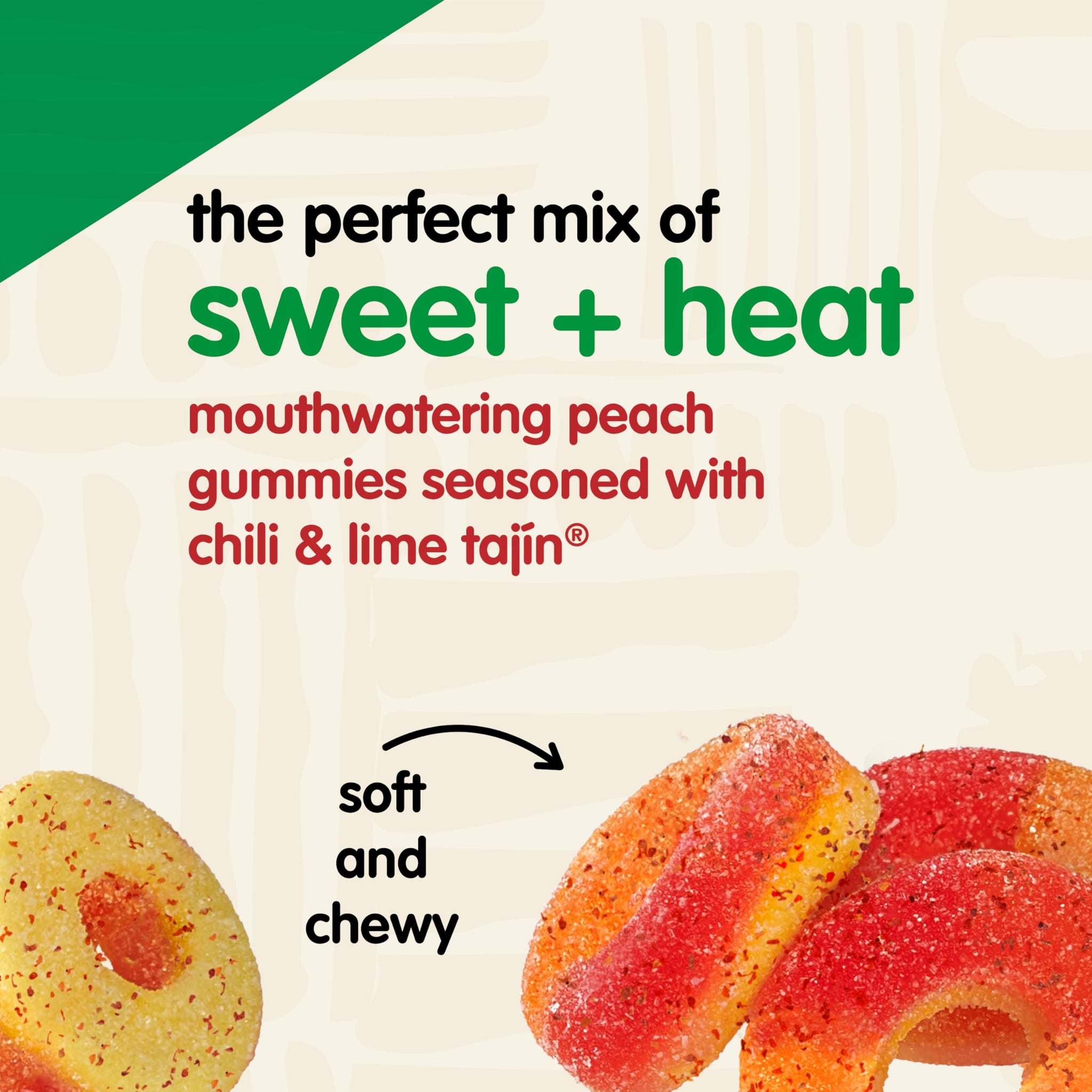 Snak Club Peach Rings, Tajin Chili & Lime Seasoned, Sweet and Spicy Gummy Candy, Mild in Heat Bold in Flavor, Low-Fat, Vegan, Gluten-Free Snack