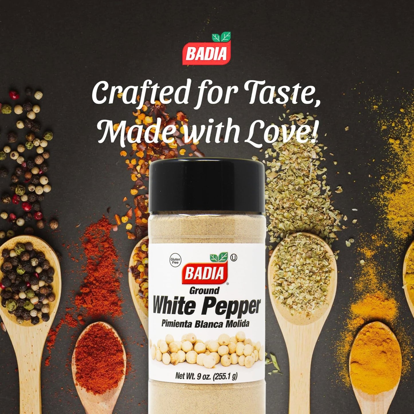 Badia Ground White Pepper, 9 oz - Smooth, Mellow Heat and Delicate Flavor for Light Sauces, Soups, Poultry and Seafood