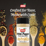 Badia Ground White Pepper, 9 oz - Smooth, Mellow Heat and Delicate Flavor for Light Sauces, Soups, Poultry and Seafood
