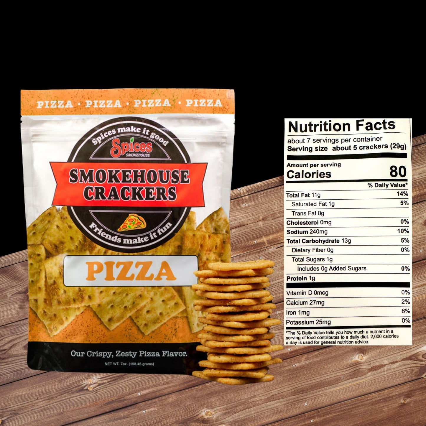 Smokehouse Crackers Pizza Snack Crackers, 7 oz bags (3 Pack)