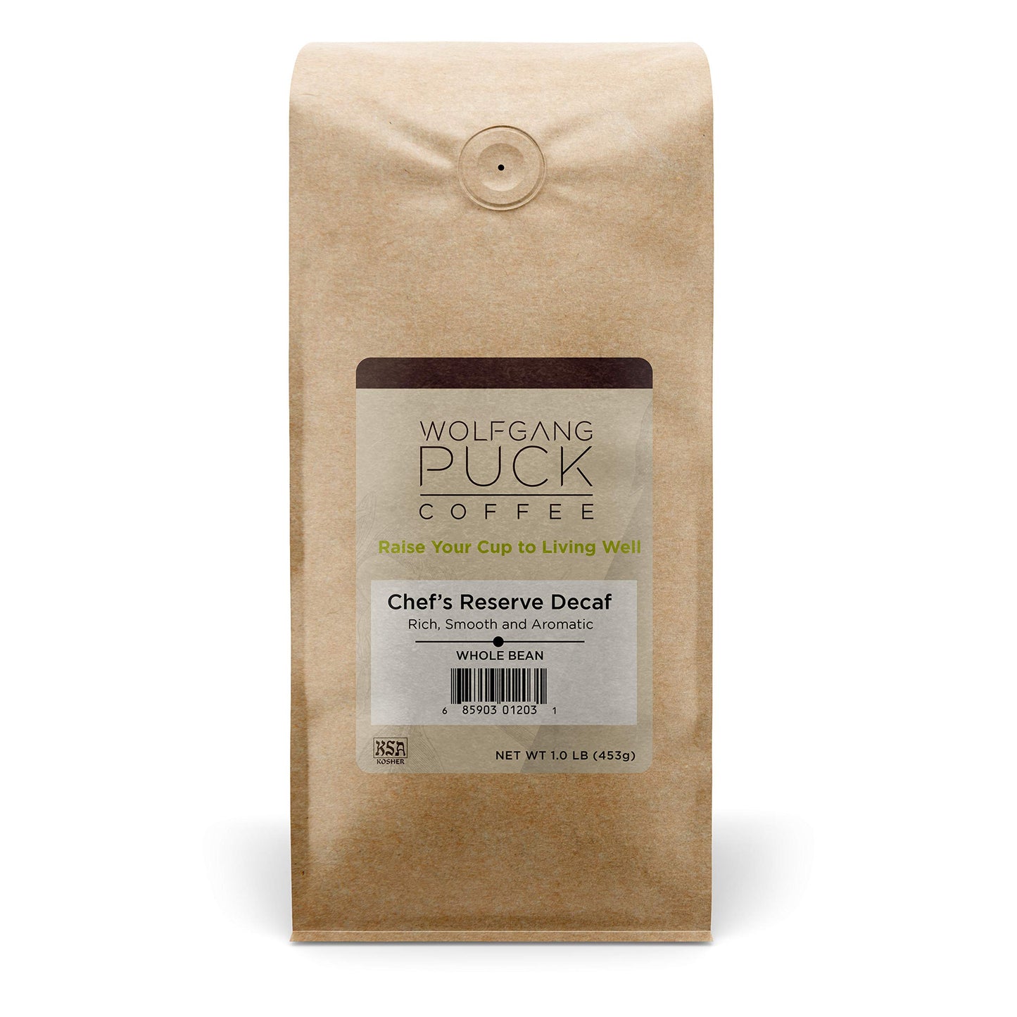 Wolfgang Puck Coffee, Chef's Reserve Decaf, Whole Bean Coffee, 1-Pound