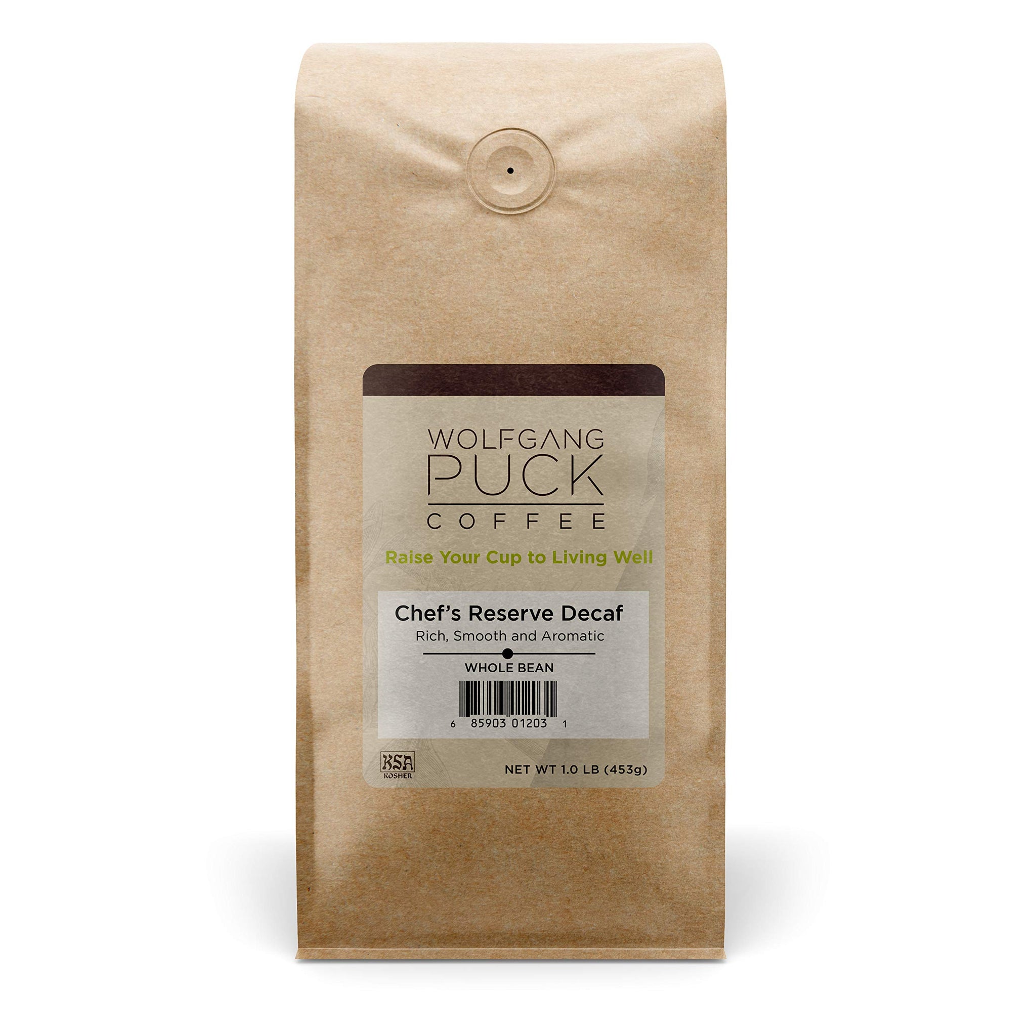 Wolfgang Puck Coffee, Chef's Reserve Decaf, Whole Bean Coffee, 1-Pound