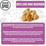 Essential Spice Dried Lion’s Mane Mushrooms - Whole, Mild Savory Flavor & Meaty Texture - Ideal for Teas, Tinctures, Stir-Fries & Wellness Recipes