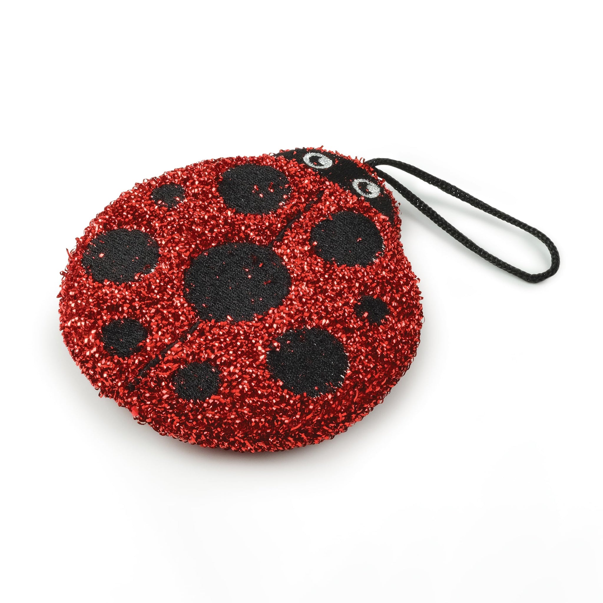Genuine Fred Cleaning Ladies Ladybug Sponges, Set of 2 Scrubber Sponges, Gentle on Cookware, Tough on Grime, Corded Loop for Easy Drying, Fun