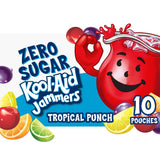 Kool-Aid Zero Sugar Jammers Artificially Flavored Drink, 10 Pouches, for School Lunches and On-the-Go Hydration, Tropical Punch Flavor, Zero Calories