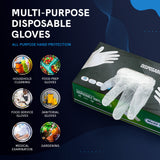 MEDD MAX Disposable Vinyl Gloves Powder Free Non Latex Allergy Free, Clear Multi-Purpose Heavy Duty Super Strength Plastic Rubber Vynil Cleaning