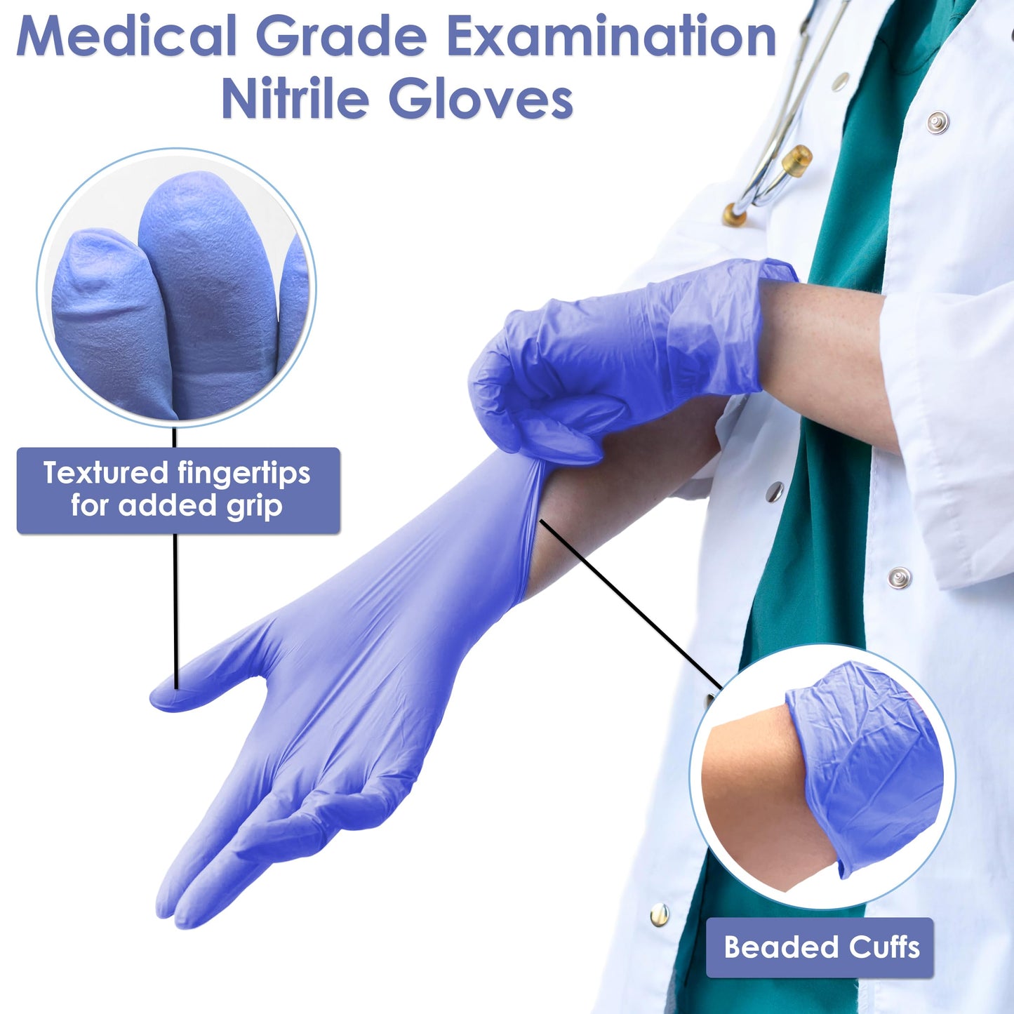 INNOVATIVE HAUS Indigo Nitrile Exam Gloves. Powder Free, Latex Free, Disposable. Ideal for Medical, Food Handling, Cleaning. Extra Large - 100 Pack