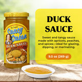 Saucy Susan Peking Duck Sauce 9.5 oz Jar - Sweet & tangy apricot-peach sauce with spices; ideal for glazing, dipping & marinating; great for egg