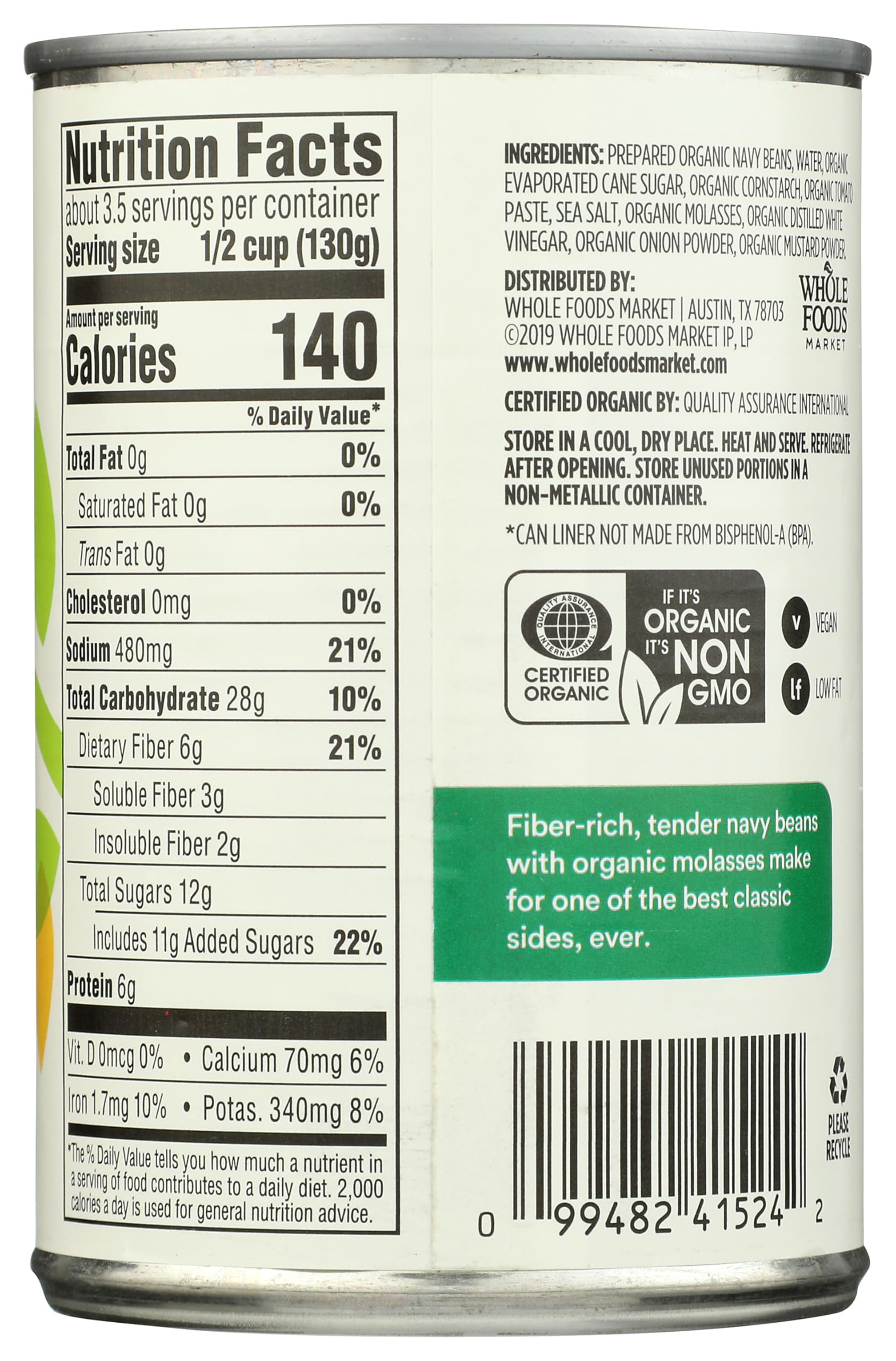 365 by Whole Foods Market, Organic Traditional Baked Beans, 15 Ounce