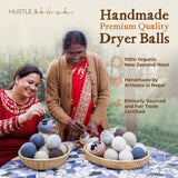 Hustle & Blush Fluff Ewes Wool Dryer Balls 6 Pack - XL Rainbow or Shine Premium New Zealand Laundry Set, Reduces Drying Time, Static Control, Chemical