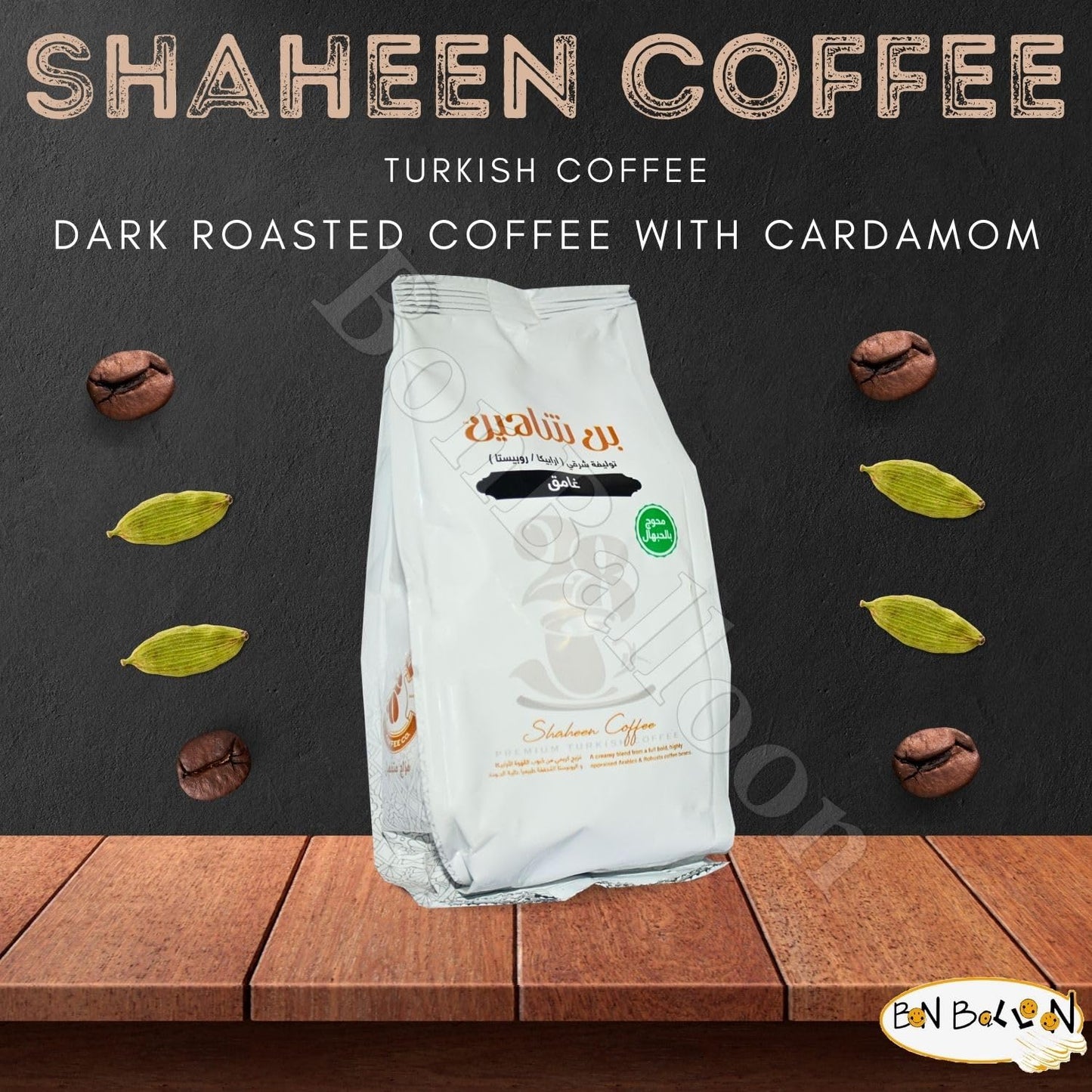 Shaheen Oriental Original Turkish Coffee Cafe Arabic Arabian Arabica Ground Mud A Blend Of Robusta And Brazilian (Dark Spiced With Cardamom 3.52 oz