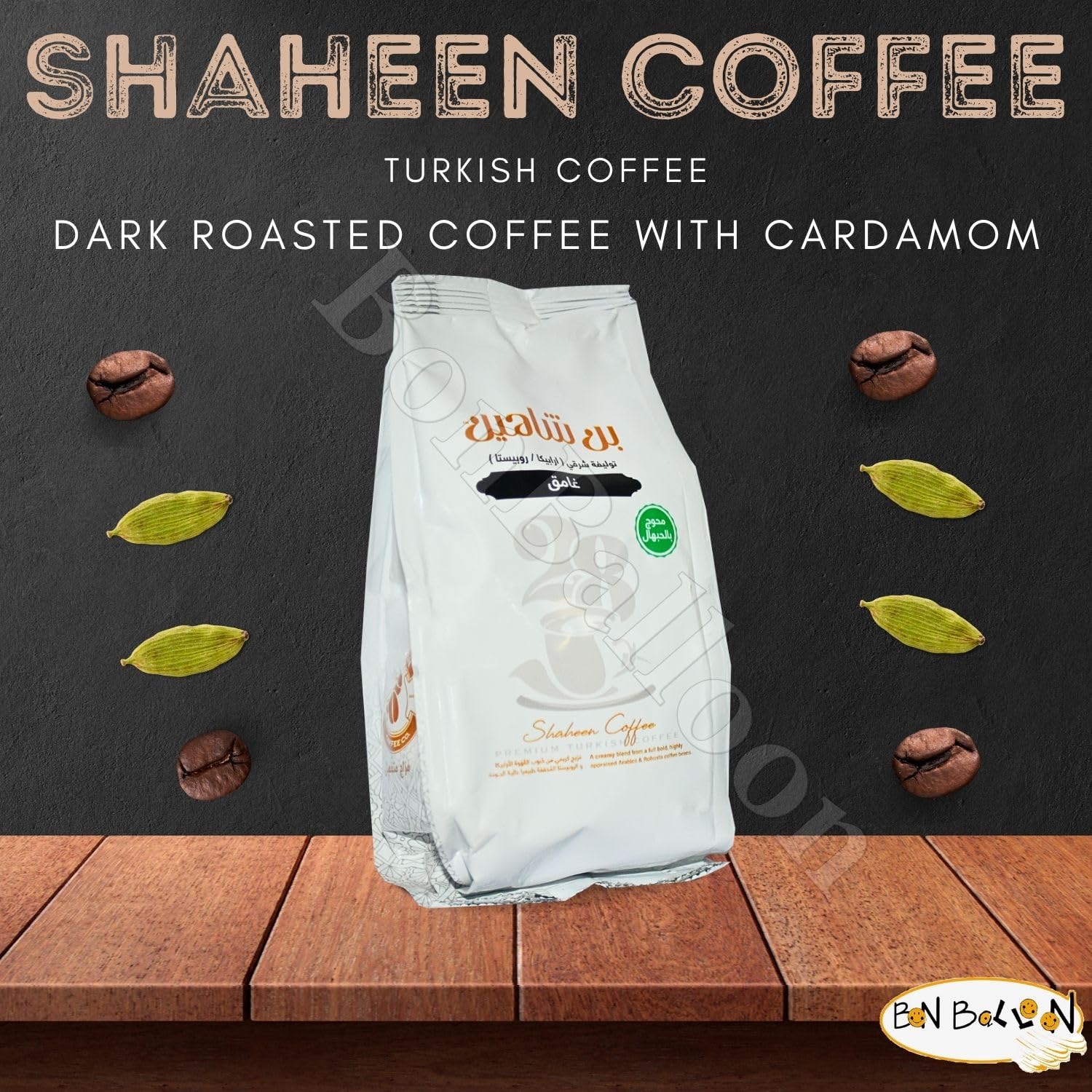 Shaheen Oriental Original Turkish Coffee Cafe Arabic Arabian Arabica Ground Mud A Blend Of Robusta And Brazilian (Dark Spiced With Cardamom 3.52 oz