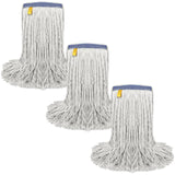 Pack of 3 Cut End Cotton Mop Head Replacement, 1.25-inch Universal Headband, Wet Mop Refills, Natural, 16 Oz