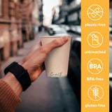 100% Compostable Disposable Coffee Cups [12oz 80 Pack] Paper Cups Made from Bamboo, Eco-Friendly, Biodegradable Premium Party Cups, Natural Unbleached