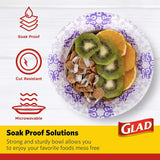 Glad Round Disposable Paper Bowls, Purple Victorian Design - Heavy Duty, Soak-Proof, Cut-Resistant, Microwavable Paper Bowls for All Foods and Daily