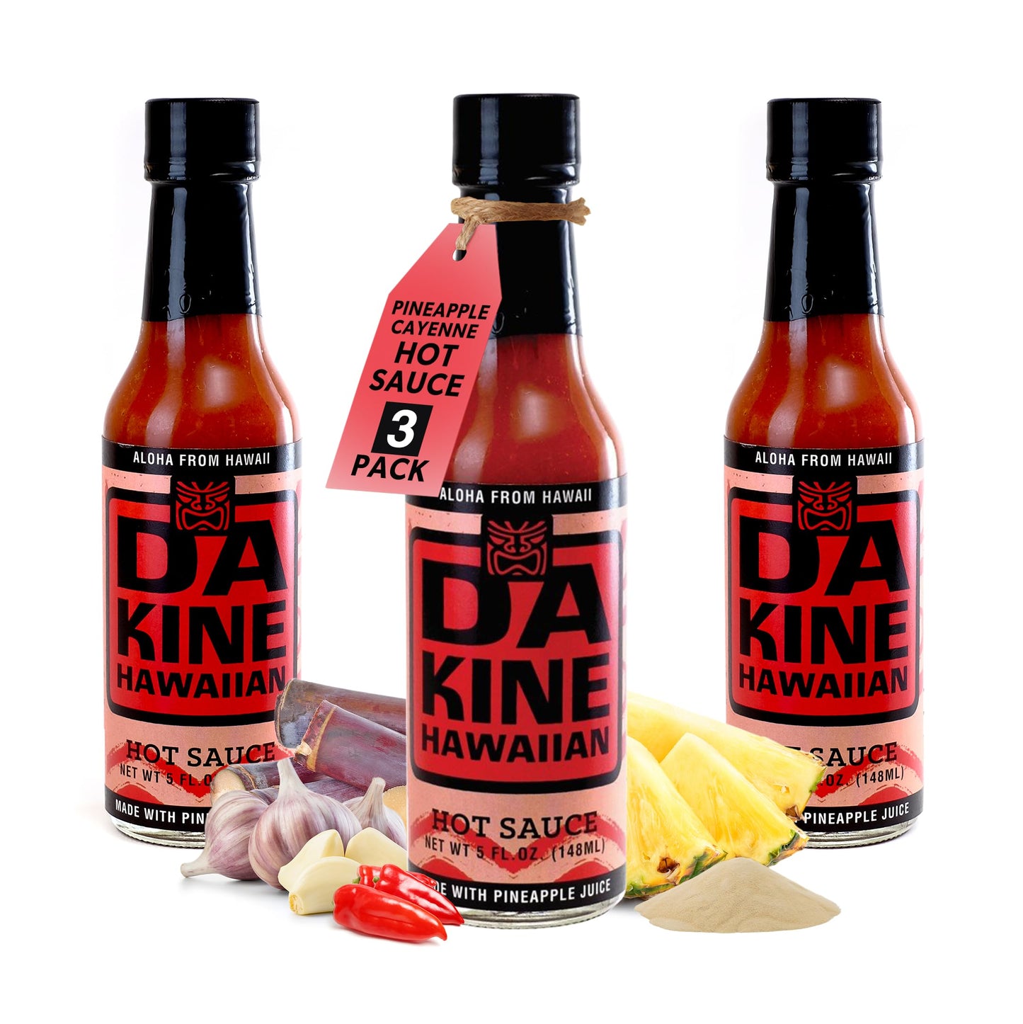 Da Kine Hawaiian Hot Sauce - Mild Cayenne Hot Sauce Made with Pineapple Juice - Hot Sauce for Dipping, Drizzling, Marinades & Everyday Cooking
