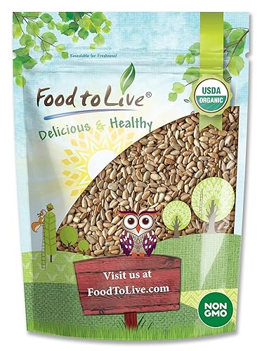 Food to Live Organic Dry Roasted Sunflower Seed Kernels, 8 Oz Non-GMO, Unsalted, Oven Roasted, No Oil Added, Hulled, No Shell, Vegan, Kosher, Keto