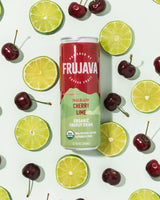 Frujava Organic Energy Drink, Trailblazin’ Cherry Lime, 80mg Natural Caffeine, 3g Prebiotic Fiber, 12oz Can, Powered by Coffee Fruit, Organic, Low