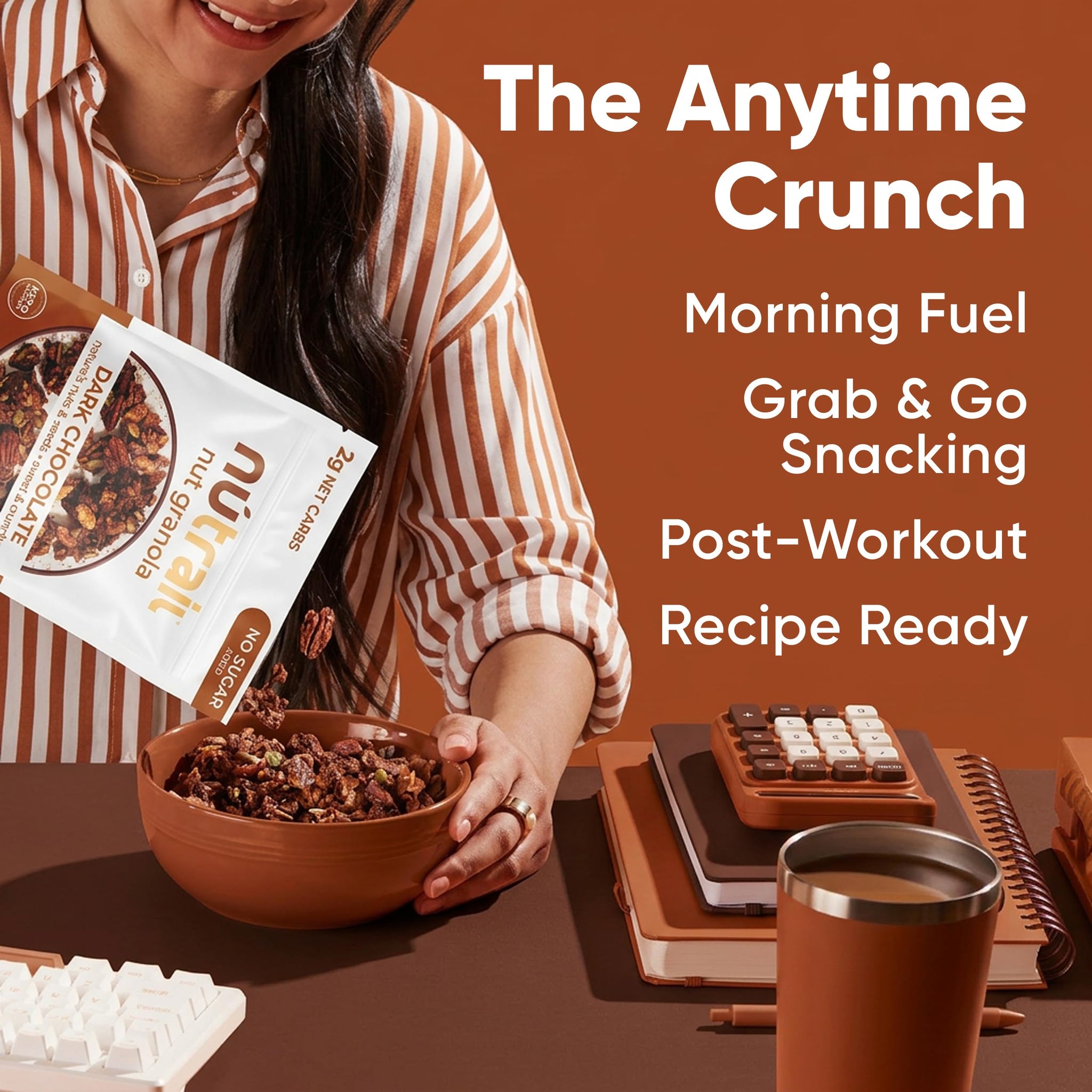 NuTrail Nut Granola Cereal, Dark Chocolate, No Sugar Added, Keto, Low Carb, Gluten Free, Grain Free, Healthy Breakfast 8 oz. 1 Count