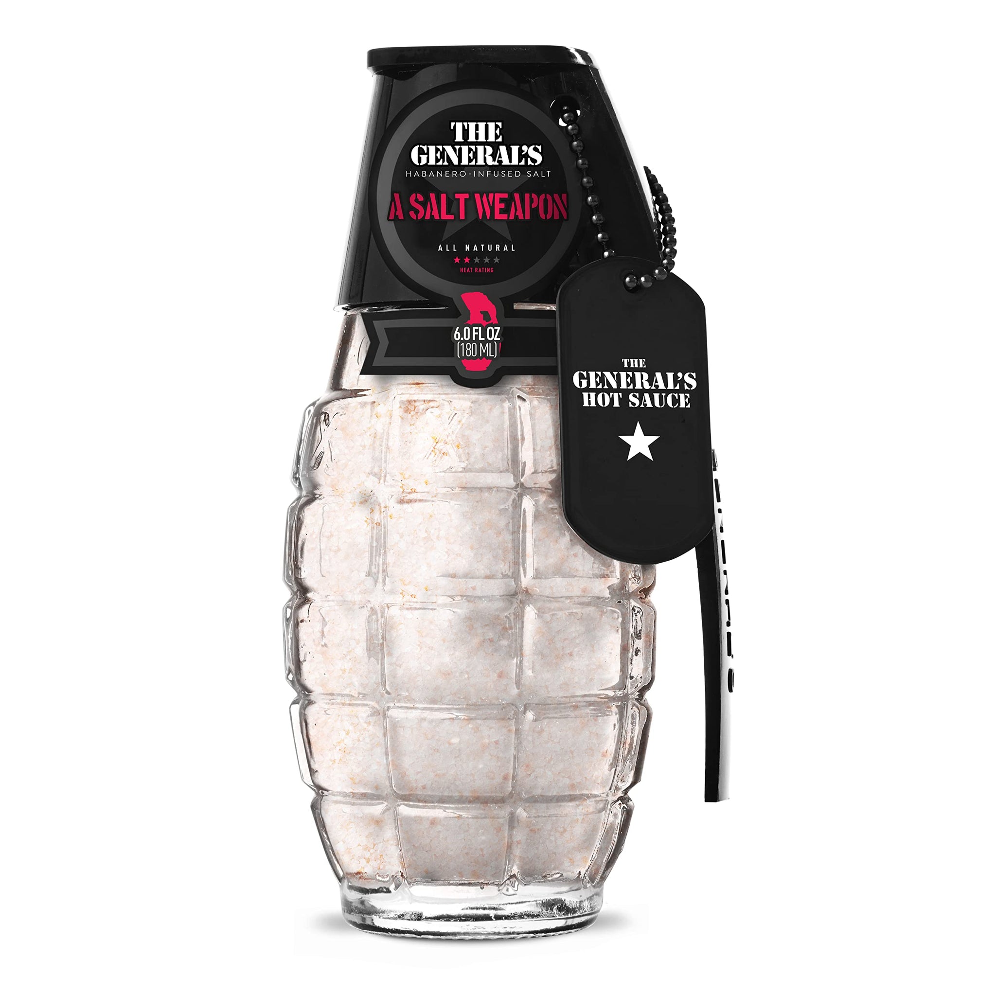 The General’s Hot Sauce, A Salt Weapon, 6 oz, Spicy Habanero Pepper Gourmet Sea Salt Seasoning, 2/5 Heat Rating, All-Natural, Great Gift & Grill