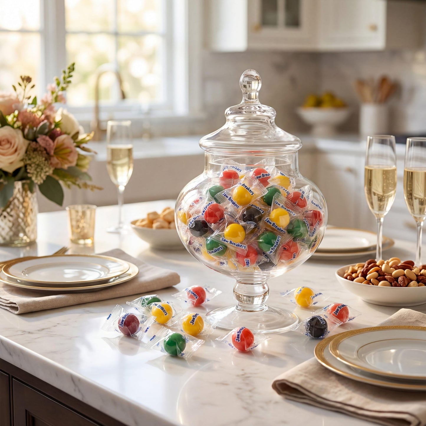 Jawbreakers Assorted Candy 2 lb Bag - Cherry Lemon Lime Orange Grape Flavors - Long?Lasting Hard Sweets Individually Wrapped Bulk Treats