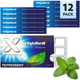 XyloBurst Gum | Xylitol Chewing Gum | Sugar Free, Gluten Free, Keto Friendly | Aspartame Free Gum For Oral Health | Peppermint | 12 Pieces, Pack of 12