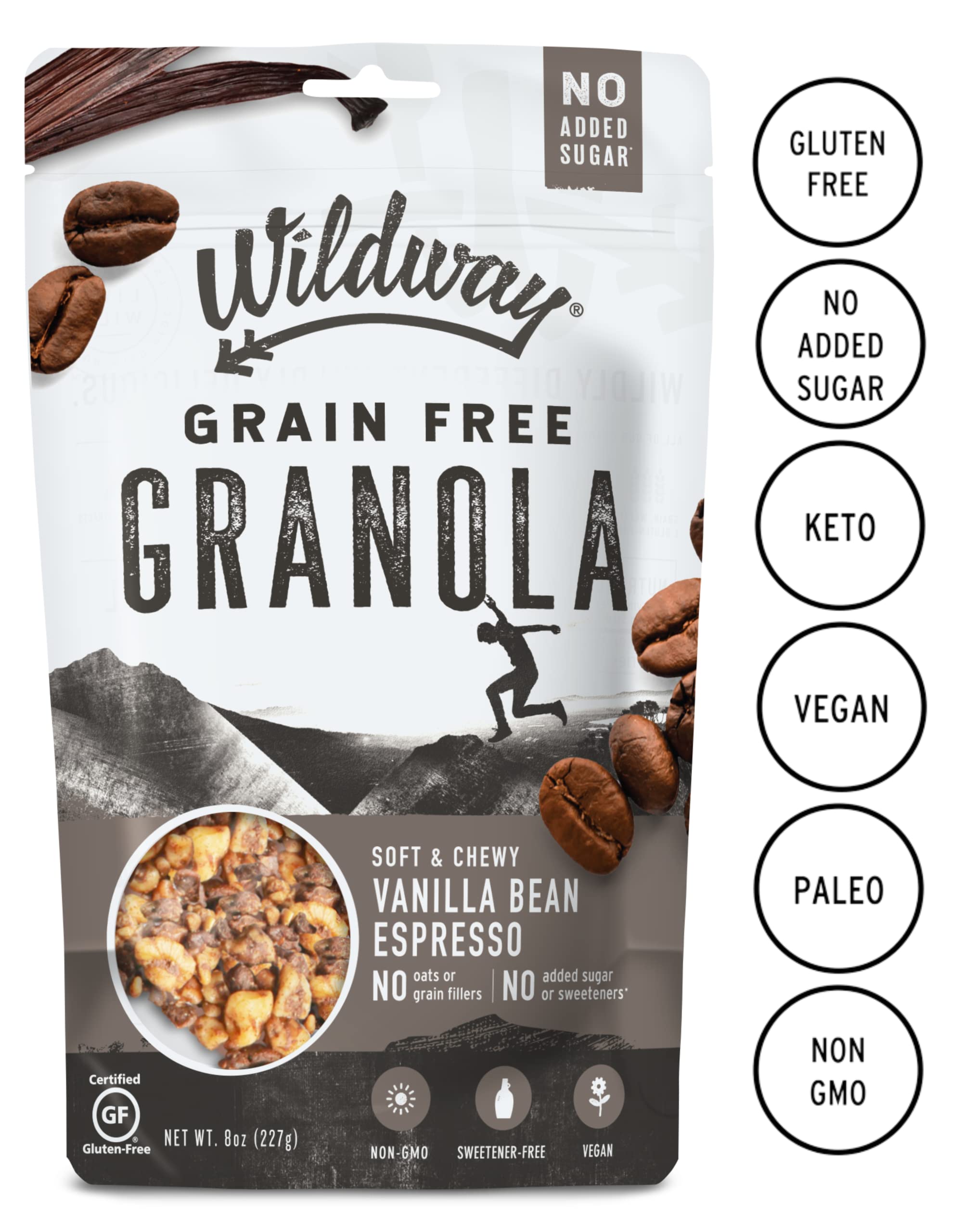 Wildway Keto Granola | Vanilla Bean Espresso | Grain-Free, Certified Gluten-Free Cereal | Vegan, Low Carb | No Sugar Added | Paleo-Friendly | Non-GMO